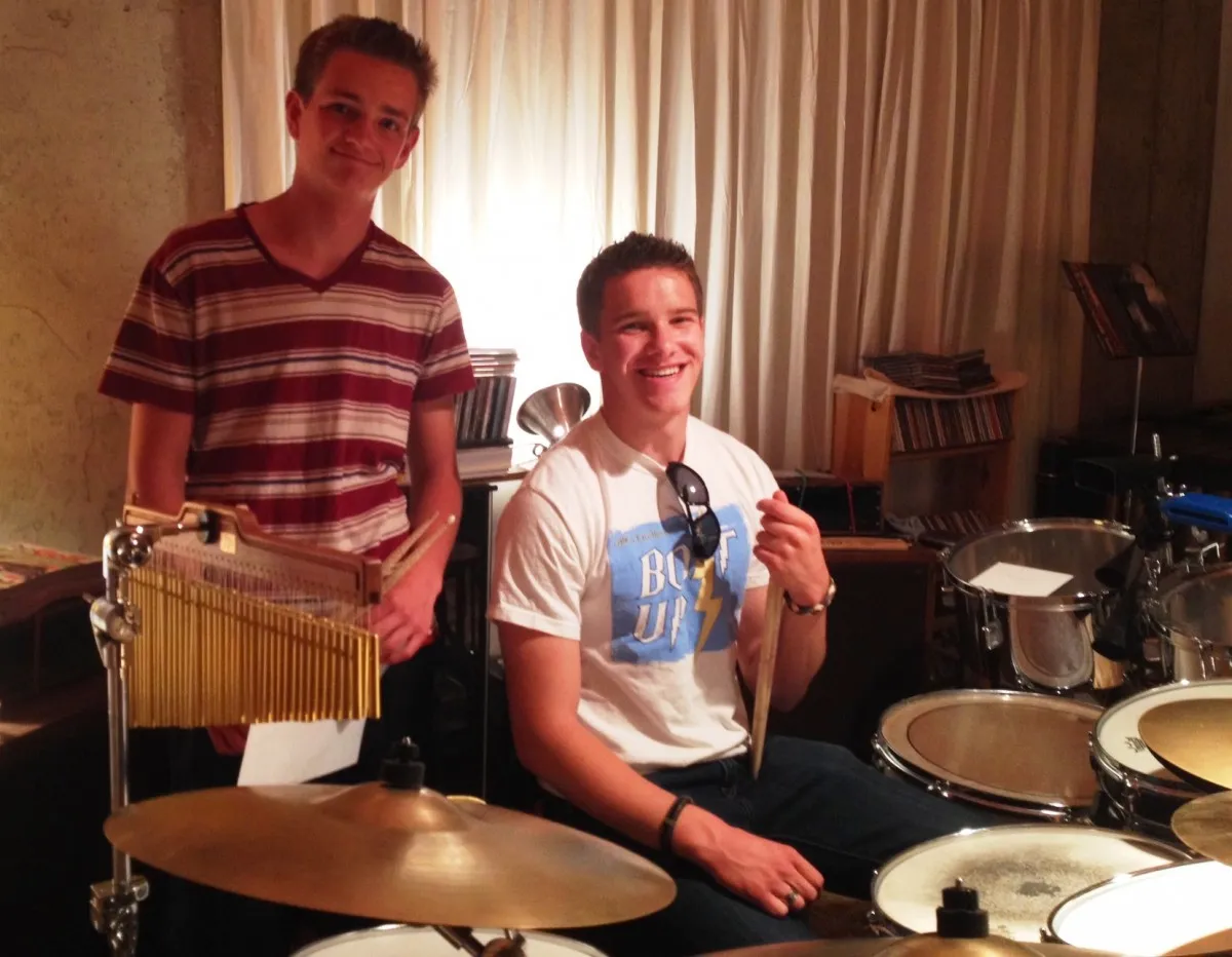 Students Bryson Monson and McKay Johnson at the studio