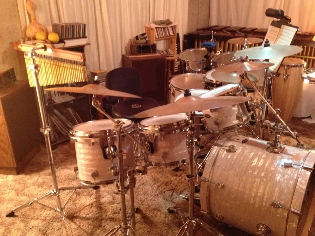 Inside Ken's home percussion studio